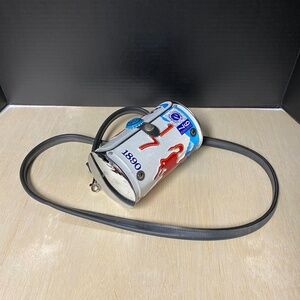 Little Earth WYOMING 1990 Centennial License Plate Purse Cowboy On Horse